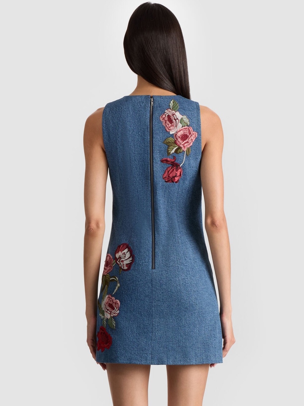 ALICE + OLIVIA CADE EMBROIDERED DENIM MINI DRESS - Picture 5 of 16
